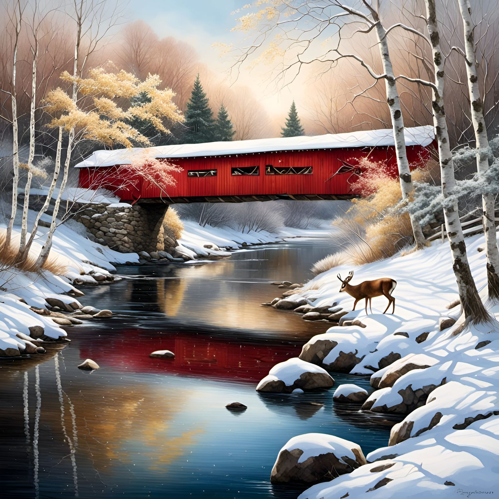 Cover bridge winterscape