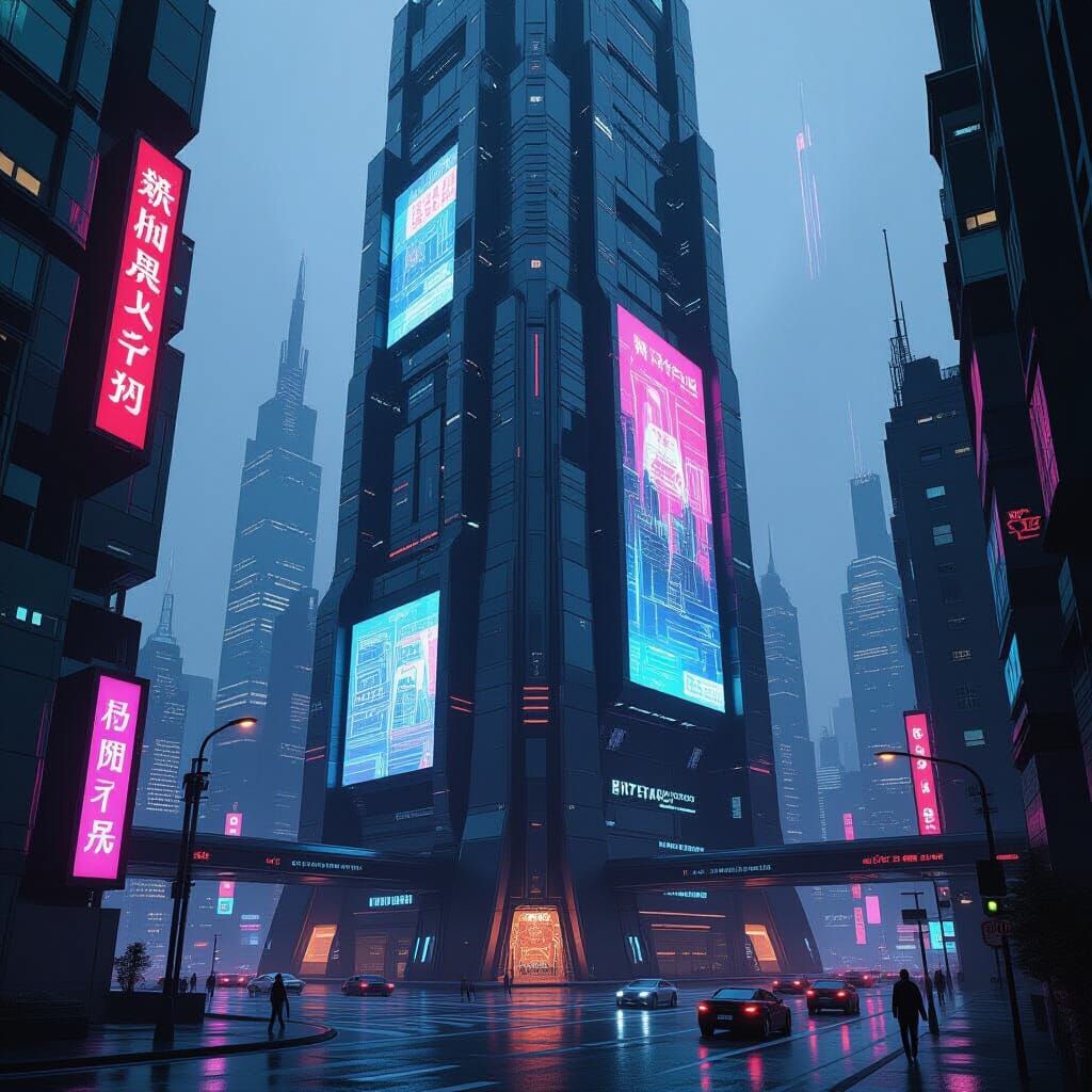 Futuristic Skyscraper in Dystopian Style
