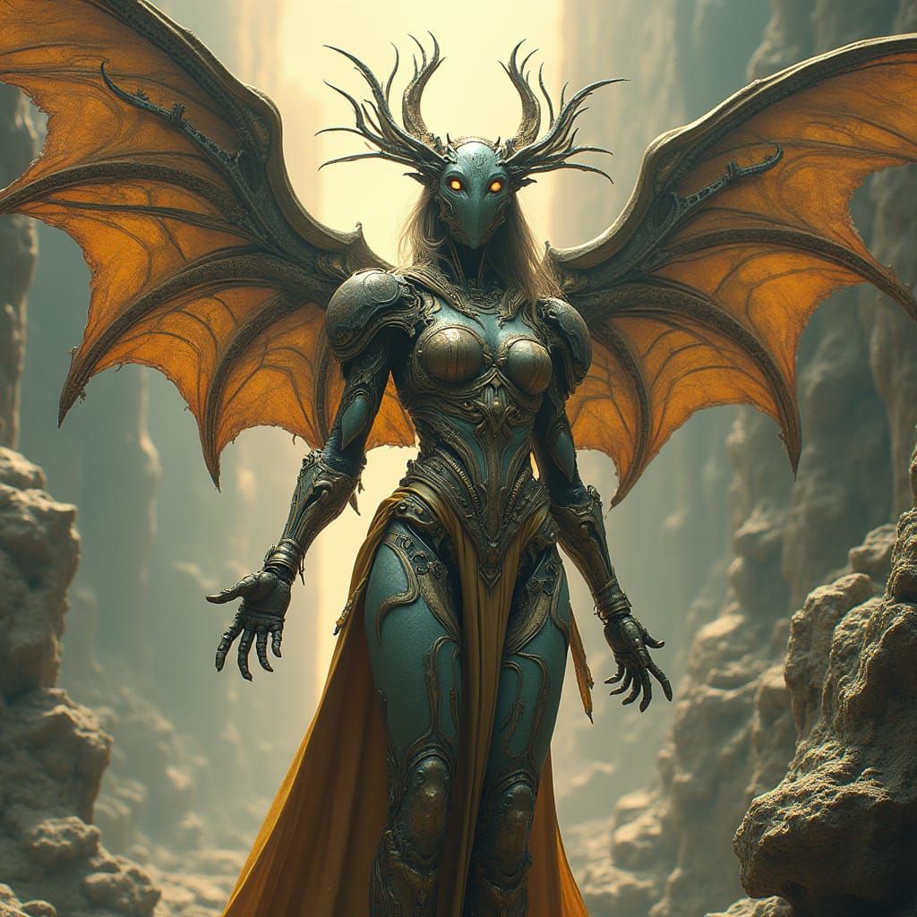 Armored Modron Goddess in Clockwork Realm