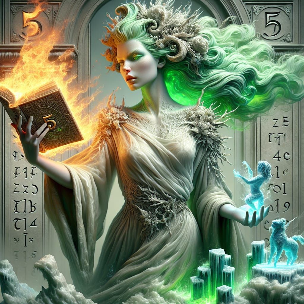 Elemental Sorceress Portrait as 3D Rendered Art