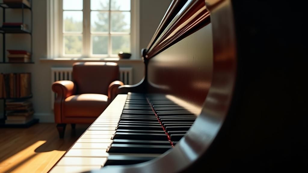 Grand Piano in Minimalist Study with Rembrandt Lighting