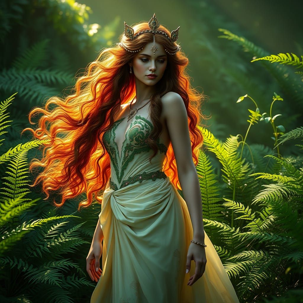 Ethereal Earth Goddess in Hyper-Realistic Landscape
