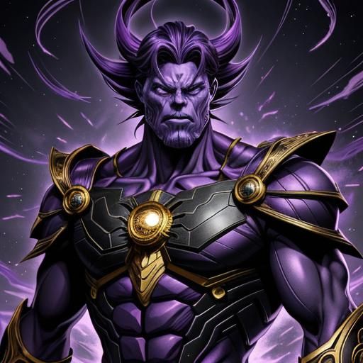 Manga-Style Thanos Spine Close-Up Illustration