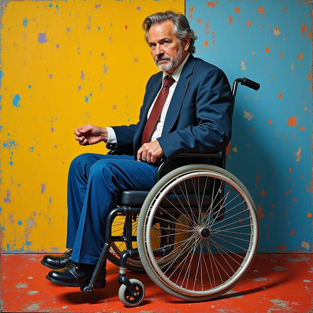 Man in Wheelchair: Post-Impressionist Space Art