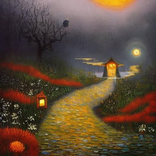 Mythological Moon in Patchwork Fantasy Art