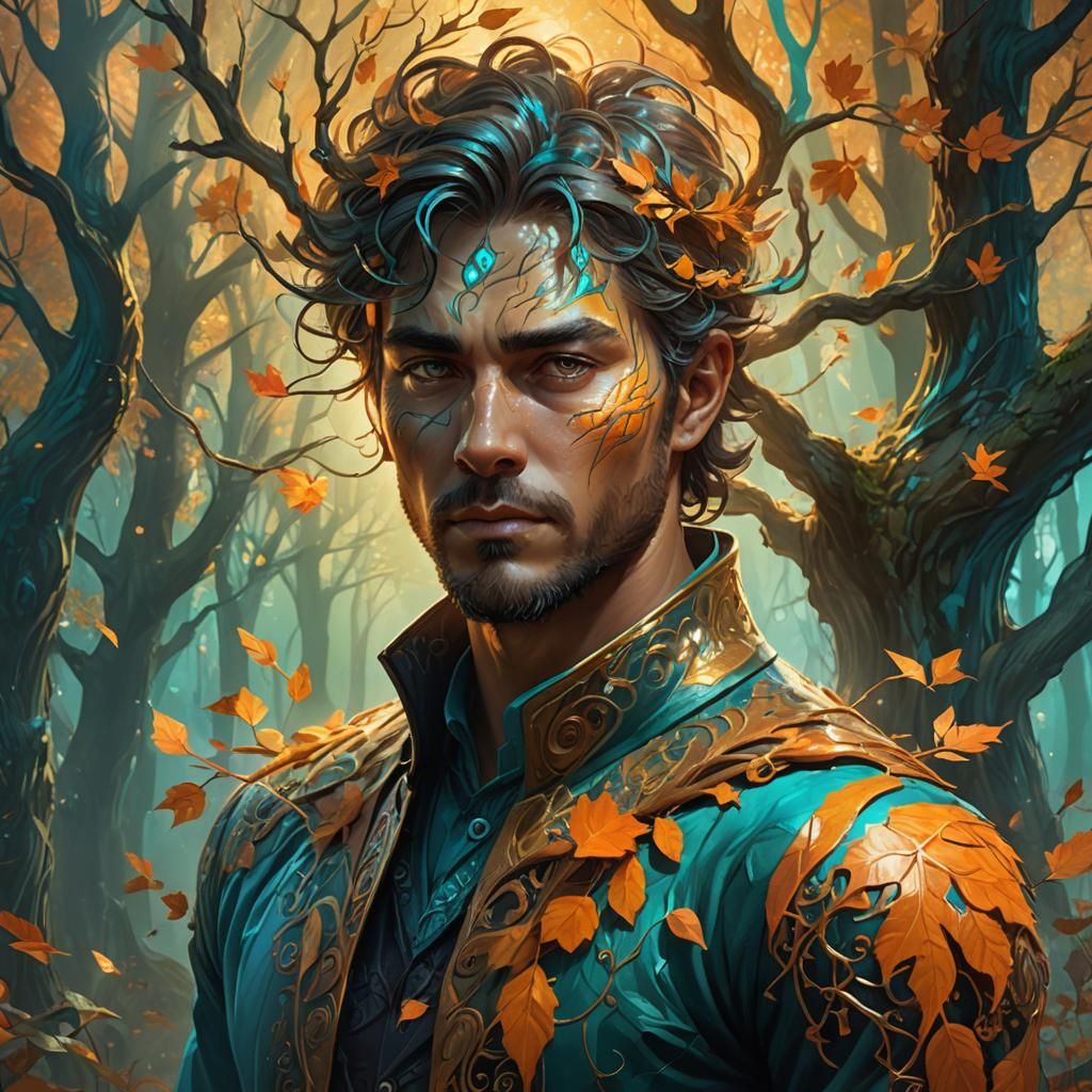 Autumn Spirit in Forest: Digital Fantasy Concept Art