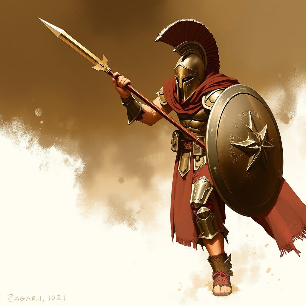 Ancient Greek Warrior in Classic Style