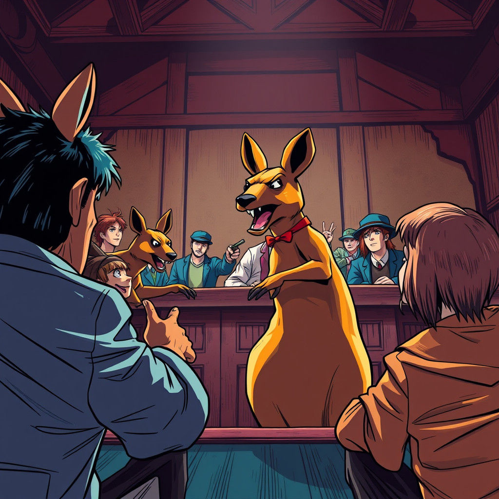 Dynamic Manga Kangaroo Court in Anime Style