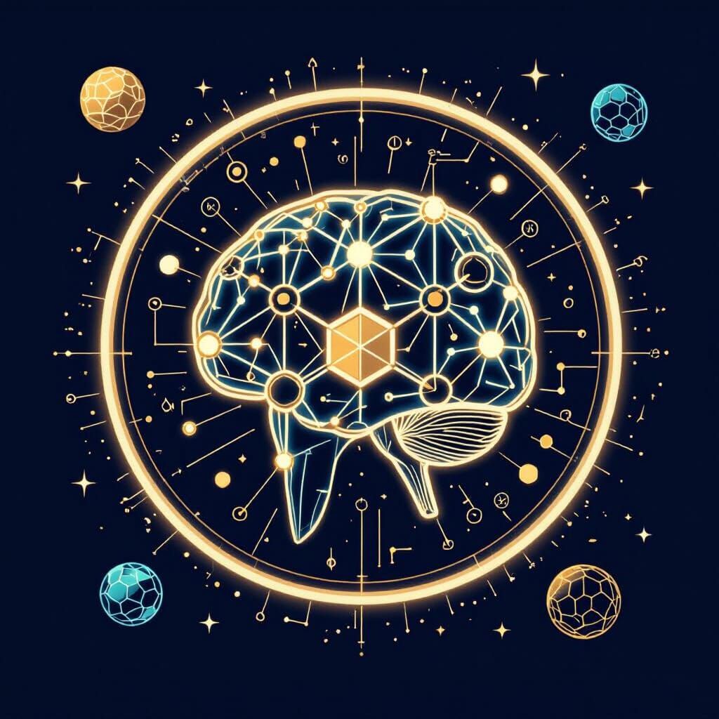 Molecular Tooth Emblem in Sci-Fi Etching Style
