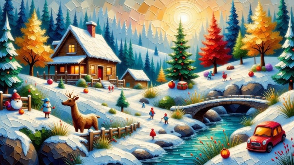 Winter with snow and children