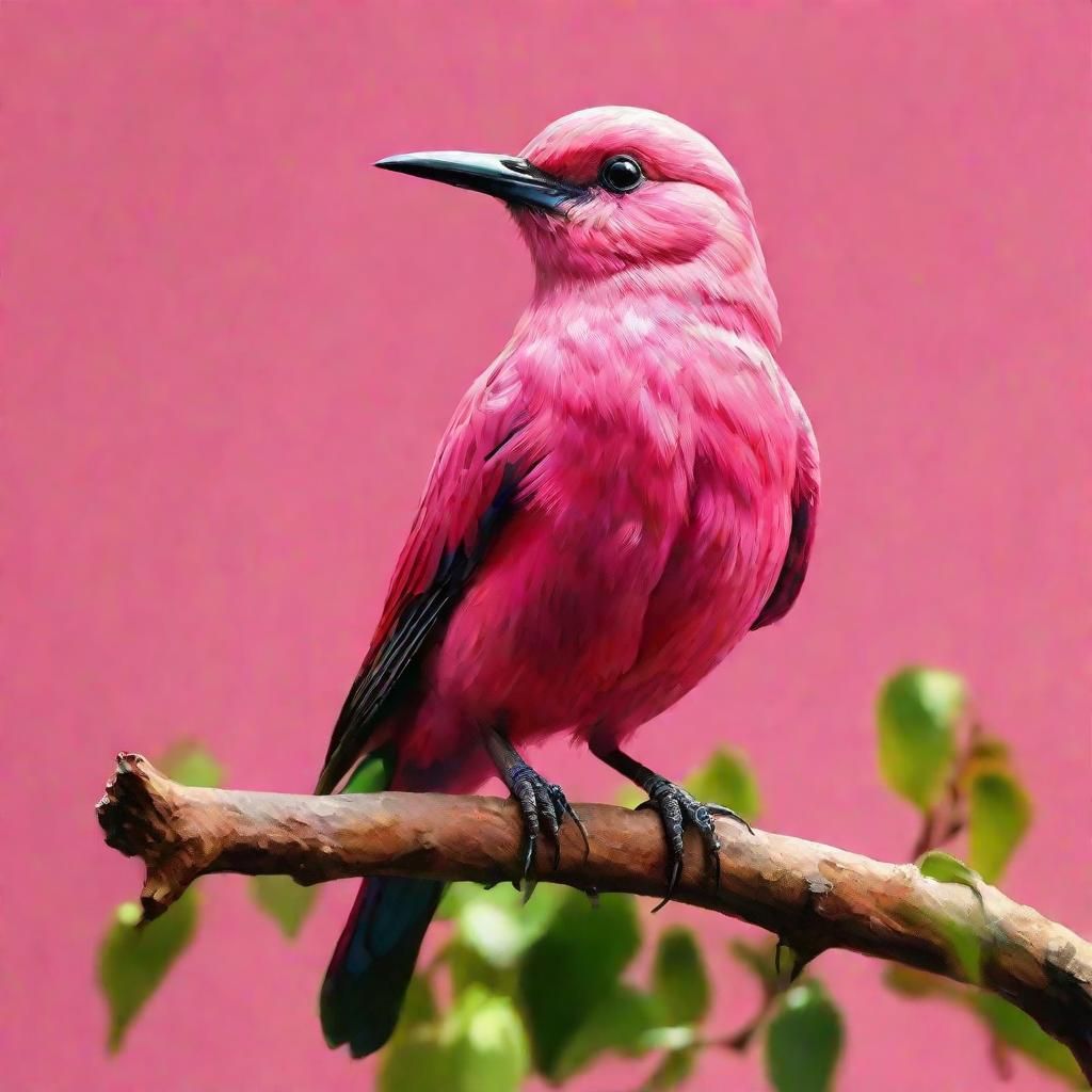 Pink Bird in Gouache Style, Unreal Engine