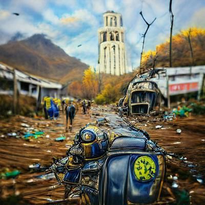 Detailed Post-Apocalyptic Landscape in Hyperrealism