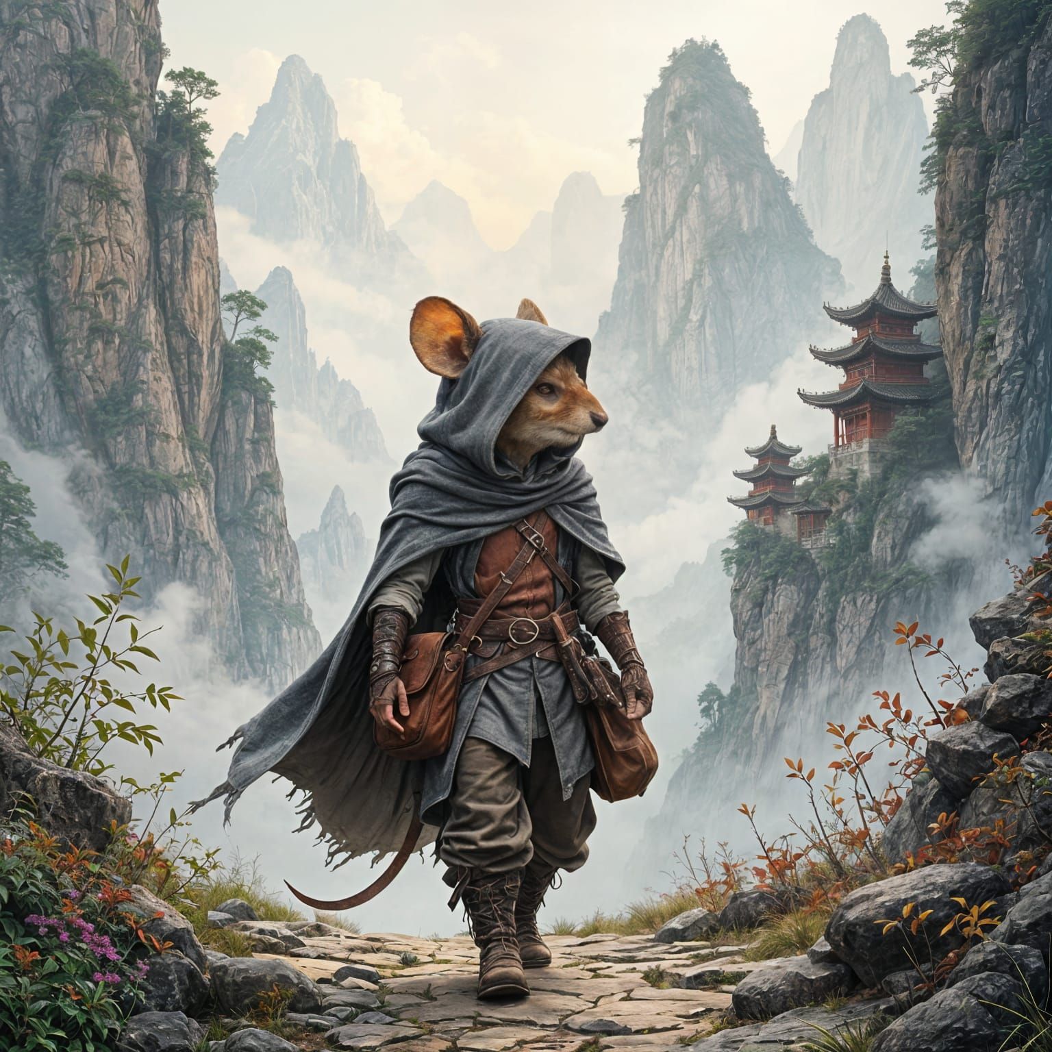 Cinematic Fantasy Mouse Adventurer in Mythical China