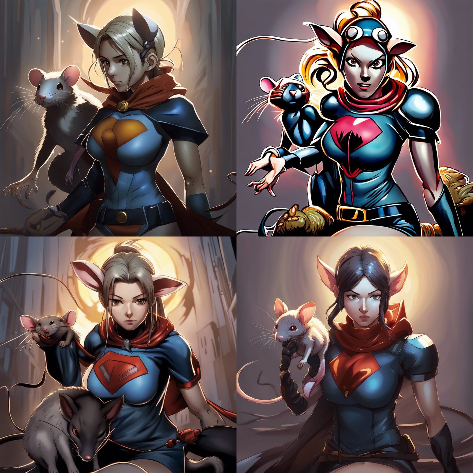 Rat Mutant Super Heroine in Comic Book Style