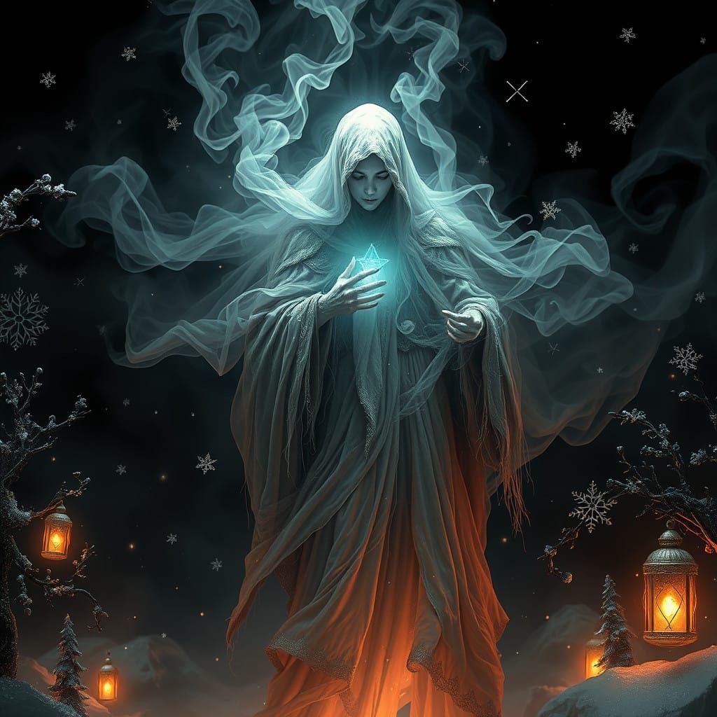 Mystical Christmas Entity in Dreamlike, High-Fantasy Landsca...