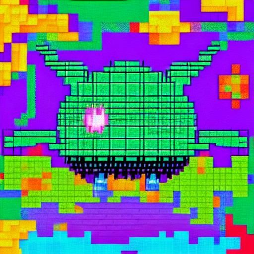 Pixelated Rabbit and Cabbage in Space: 8-bit Art