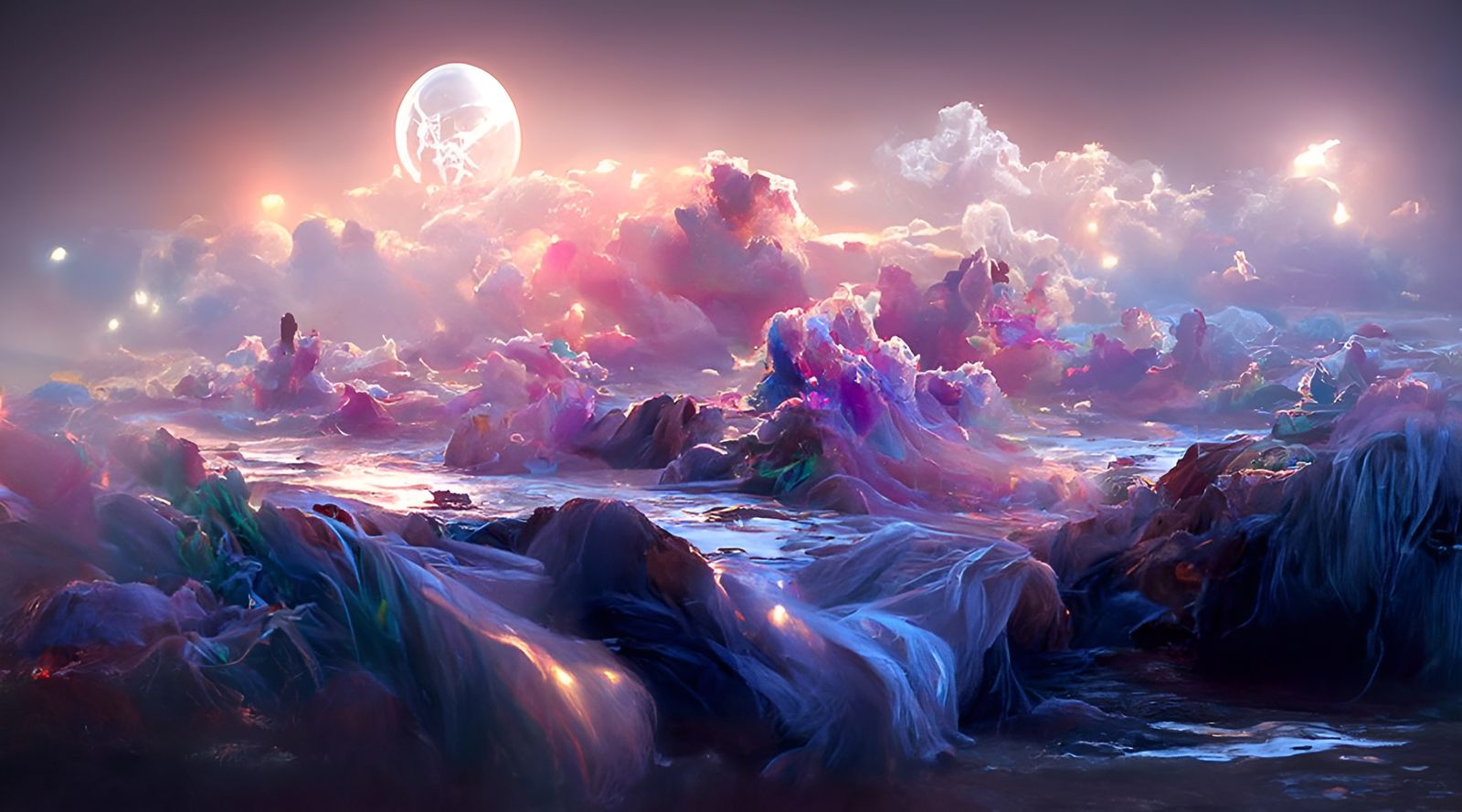 Ethereal Dreamscape: A Cosmic Marine Painting