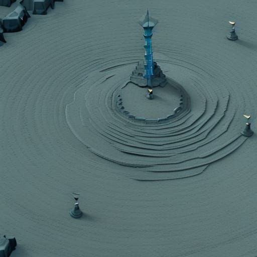 Blue Sand Pit Battle Map with Stone Spires