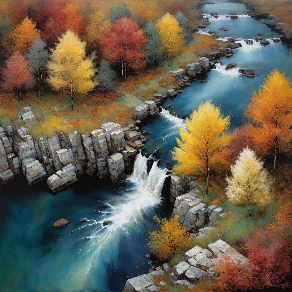 Vibrant Autumn Landscape in Expressionist Impasto Style