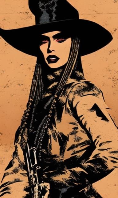 Cowgirl Outlaw Gang Leader in Spaghetti Western Style