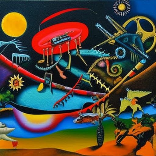 Colorful Surreal Chiaroscuro Painting of Invention