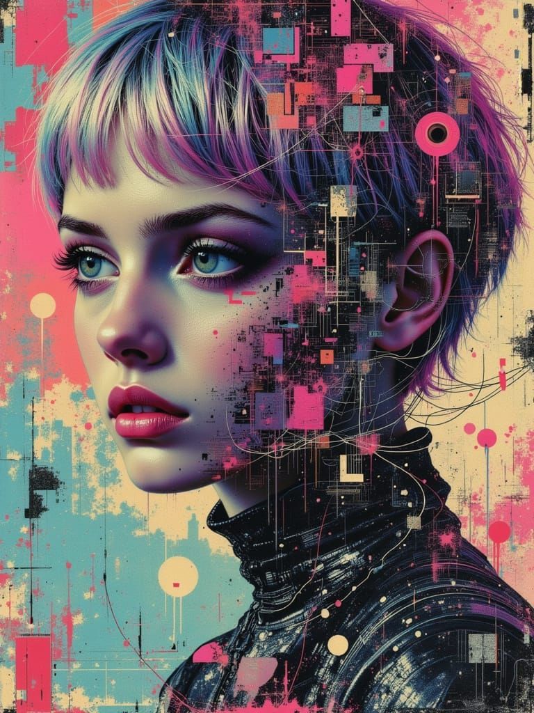 Gothic Cyberpunk Portrait of a Young Woman