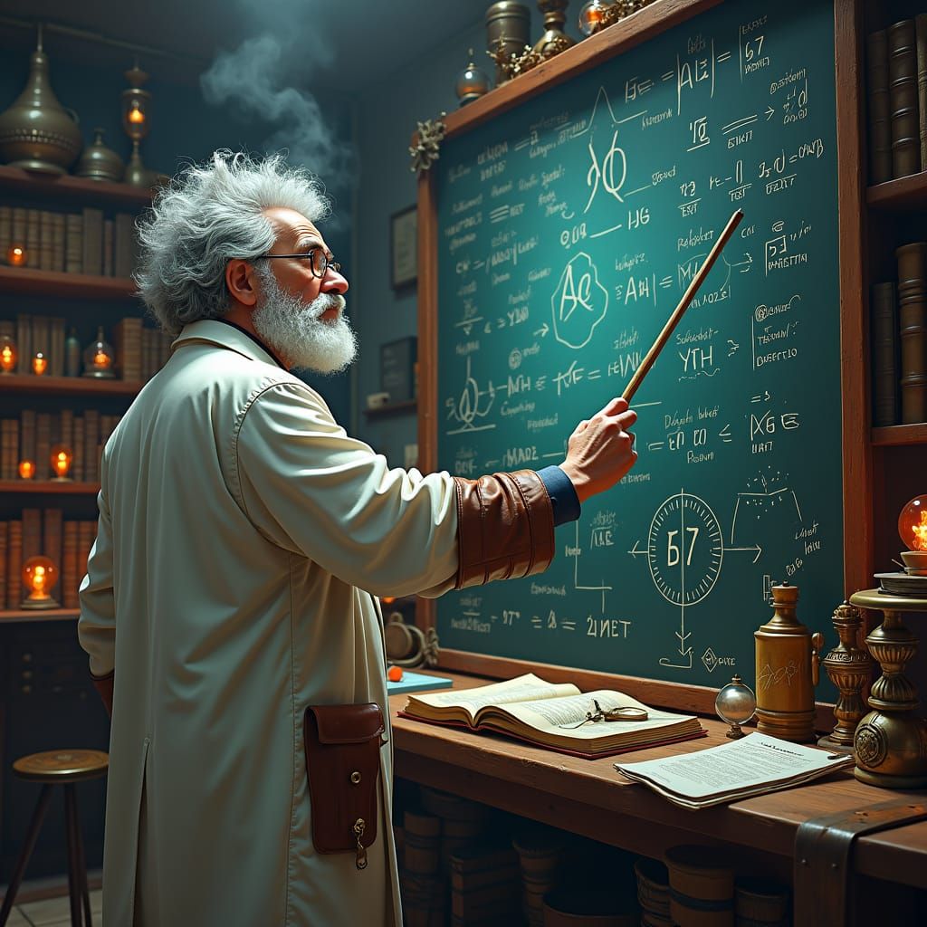 Mystical Professor in Fantasy Concept Art Style