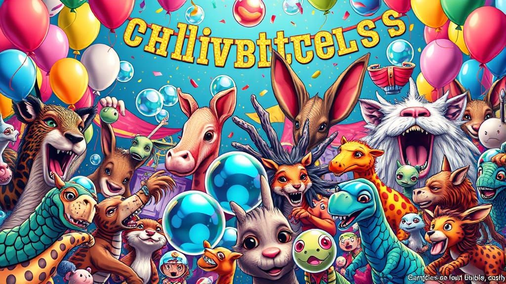 Bubble Animals Celebrate at a Vibrant Carnival