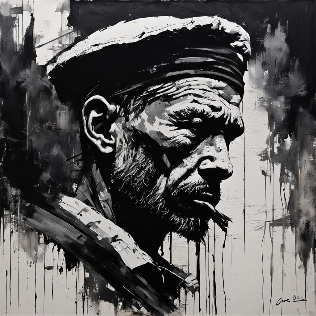 Melancholic Sailor in Dystopian Post-Apocalyptic Portrait