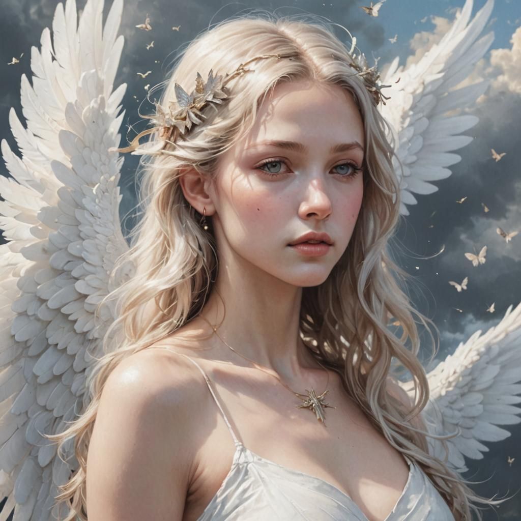 Angel Ascending with Wings Spread Wide