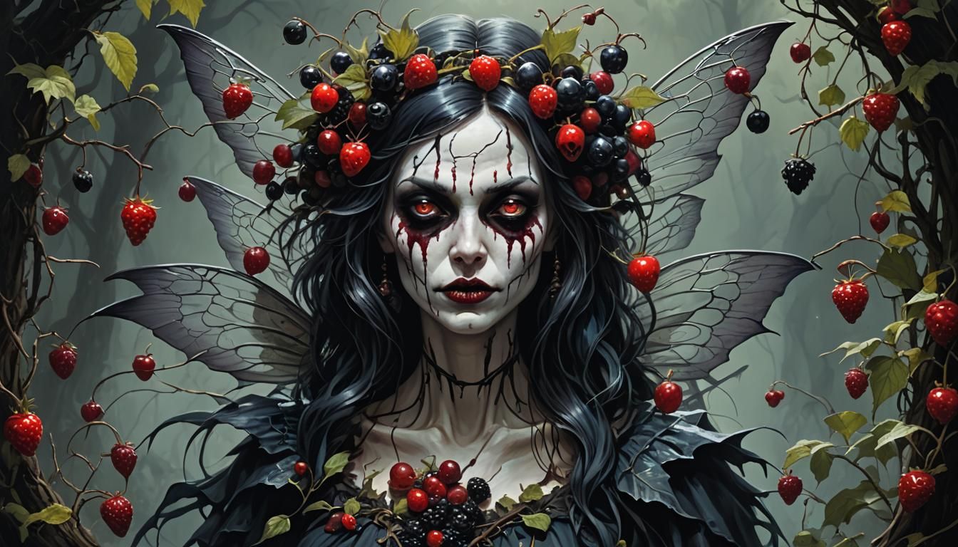 Creepy Gothic Fairy with Poison Berries