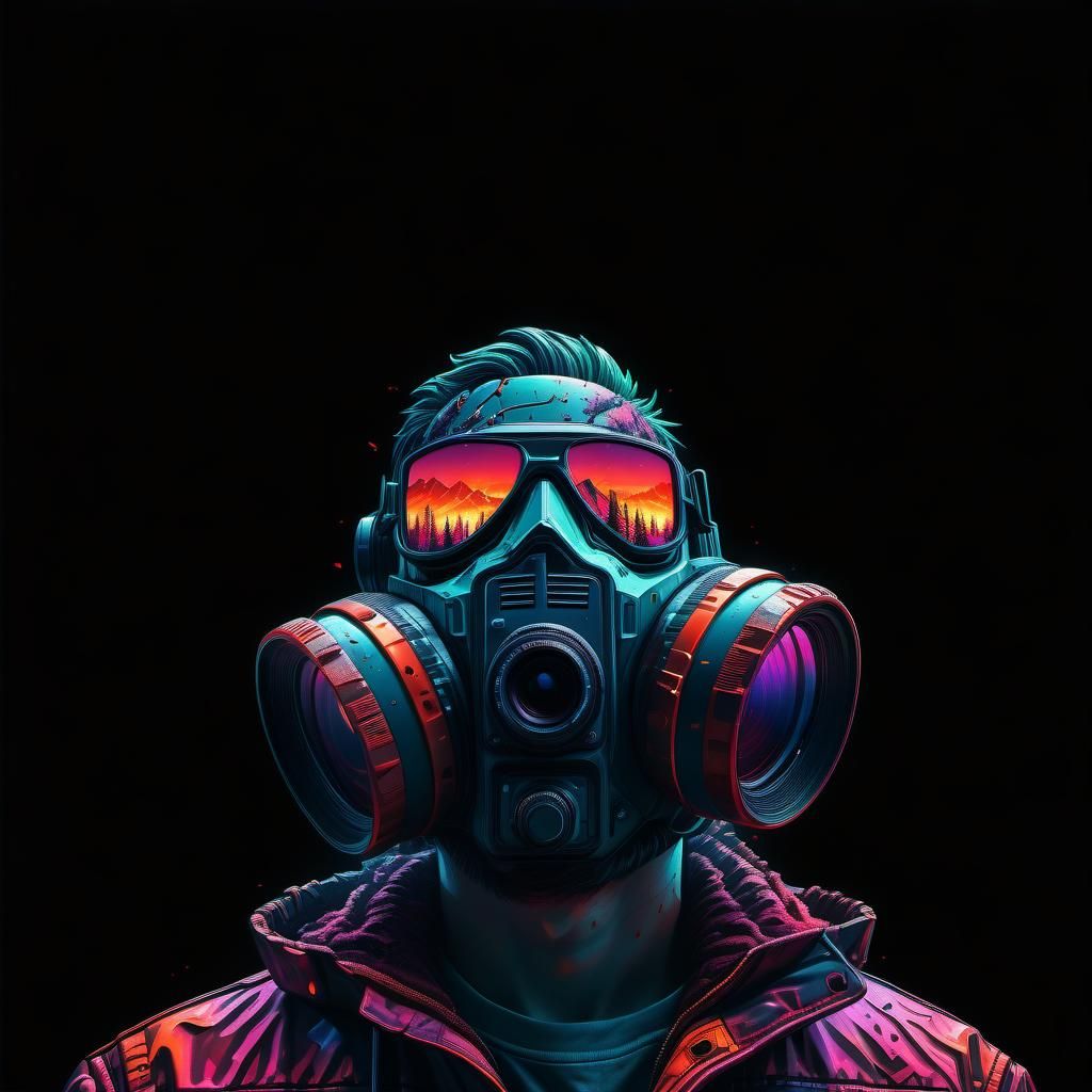 Apocalyptic Snowscape with Bloody Tracks in Synthwave Style