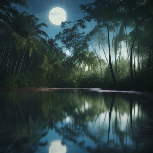 Mirrored Tropical Beach in Astral Illustration