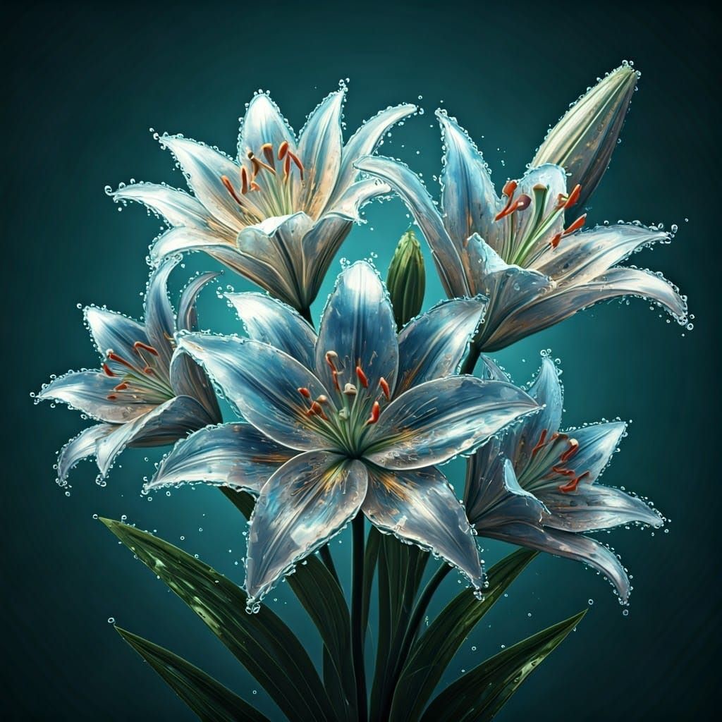 Water Lily Bouquet in Detailed Matte Painting