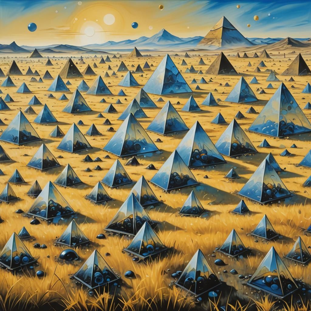 Transparent Pyramids in Surrealist Dreamscape