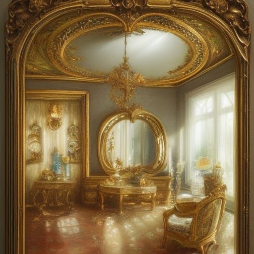 Opulent Mirror Shop Interior in Hyperdetailed Style
