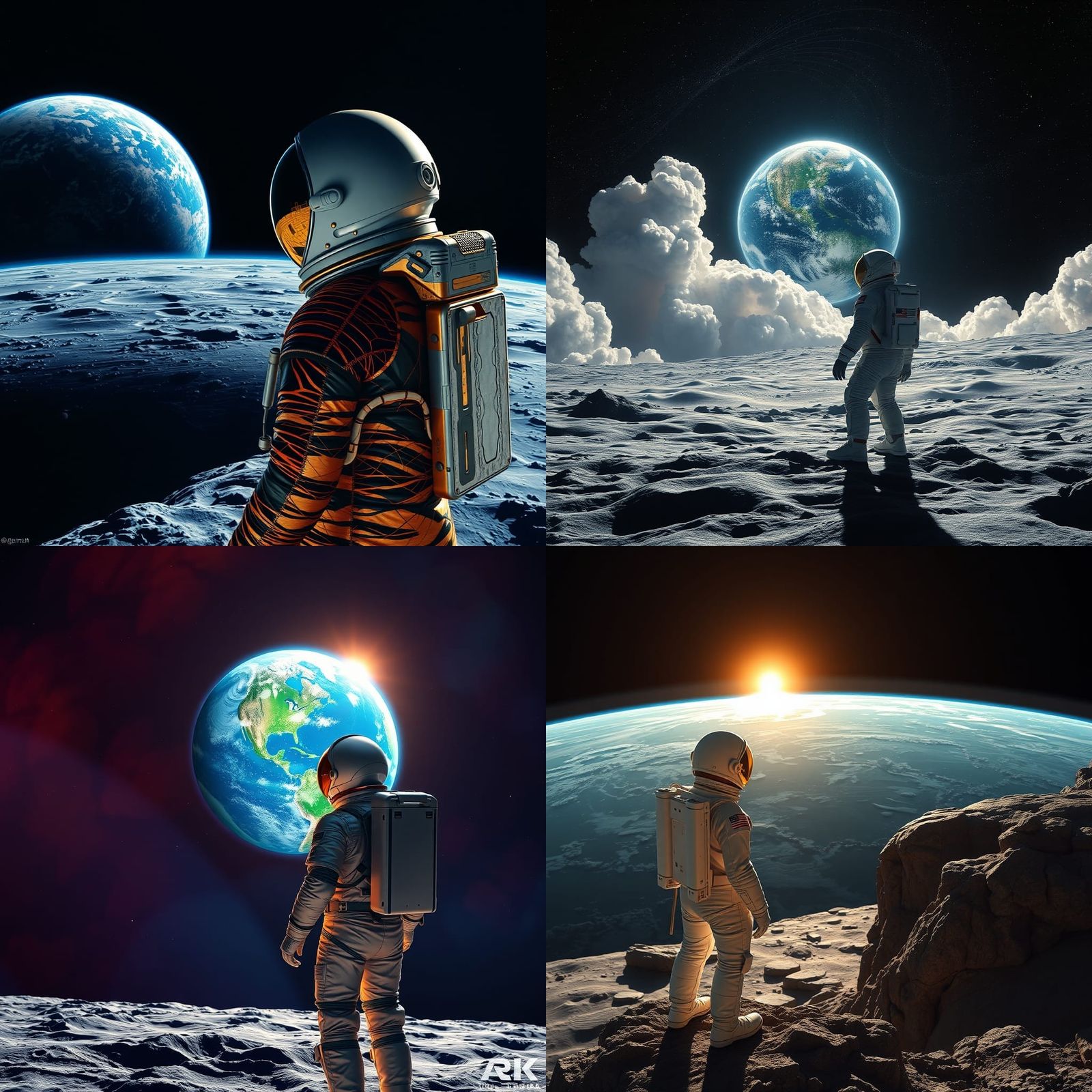 Astronaut Contemplates Earth: Detailed Matte Painting