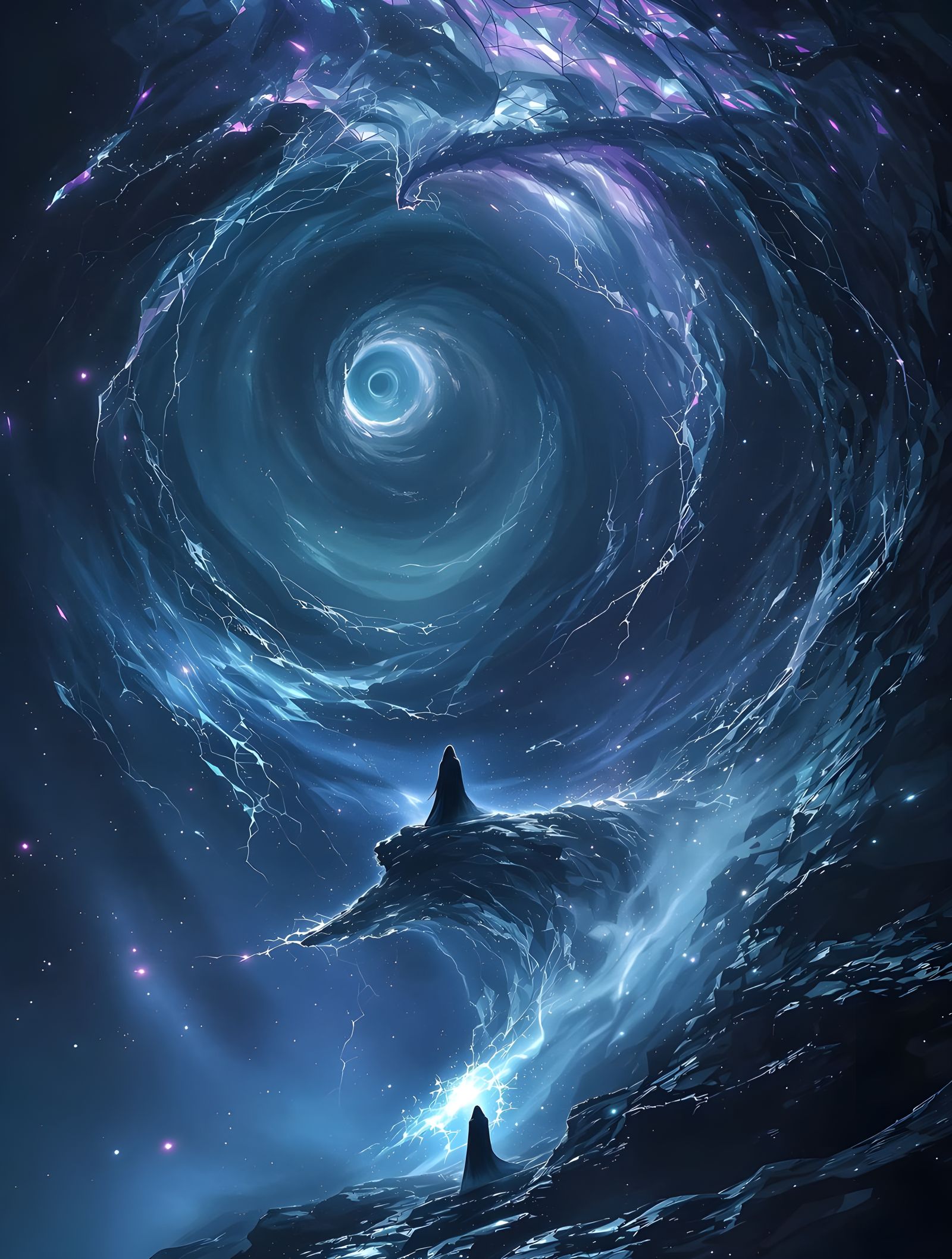 Cosmic Abyss Figure in Gothic Surrealism Style