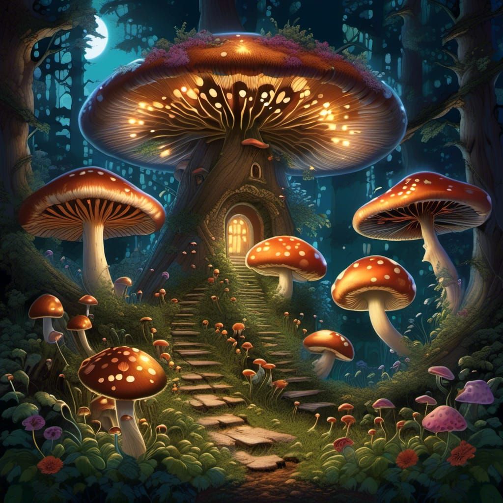 Magical Mushroom Fairy Ring Gateway Illustration