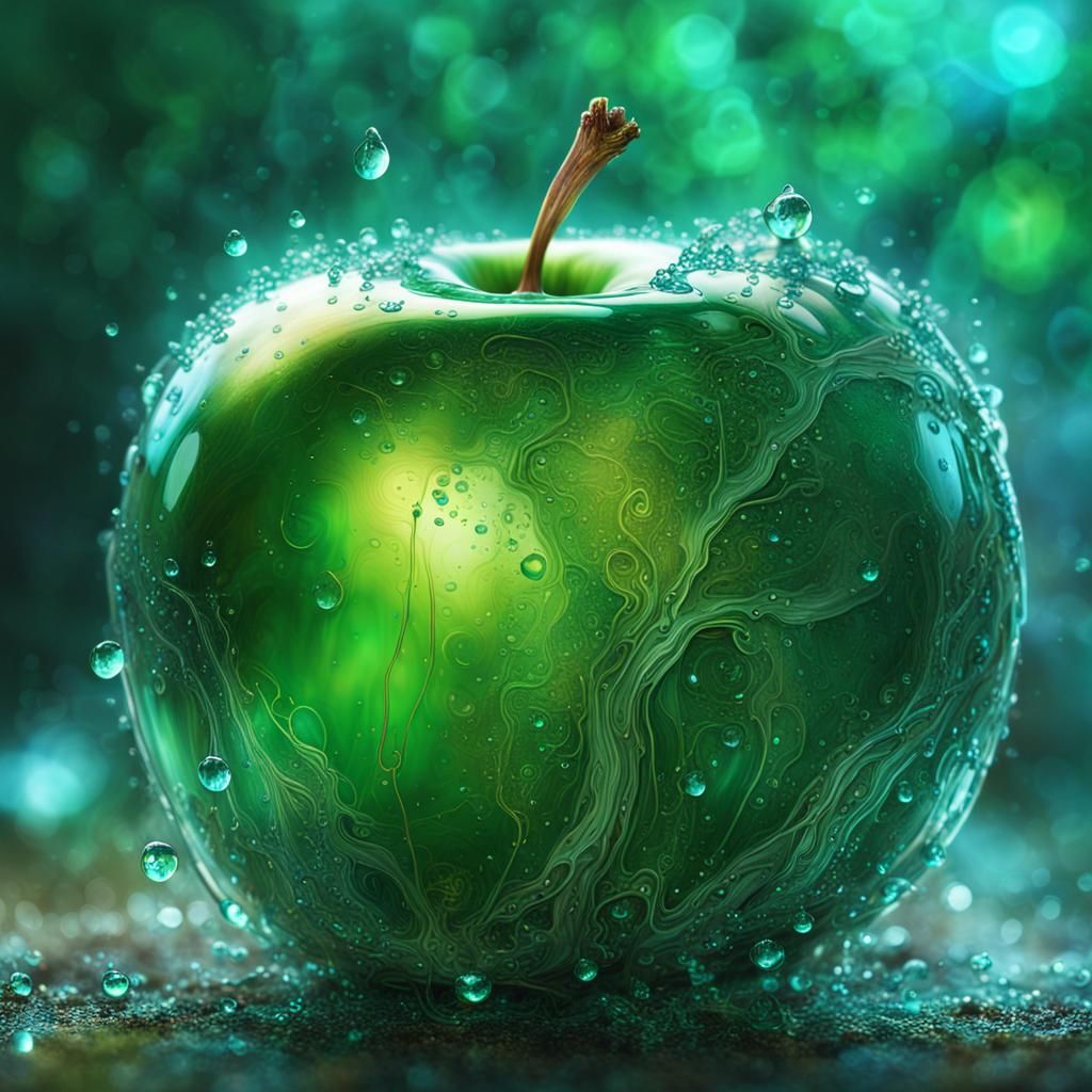 Glowing Green Glass Apple Fantasy