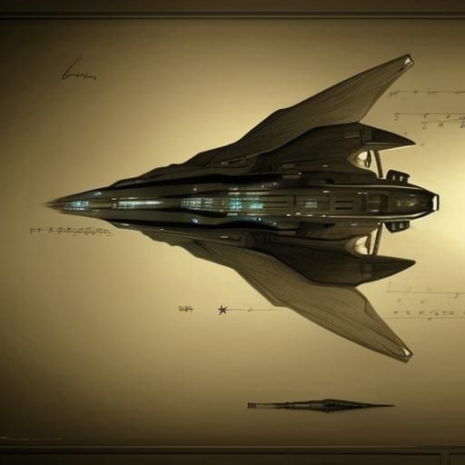 Star Trek Enterprise Blueprint in Da Vinci Style