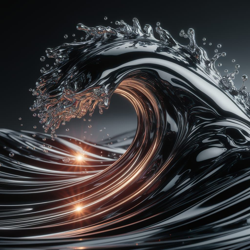 Black Chrome Tempest with Floating Droplets