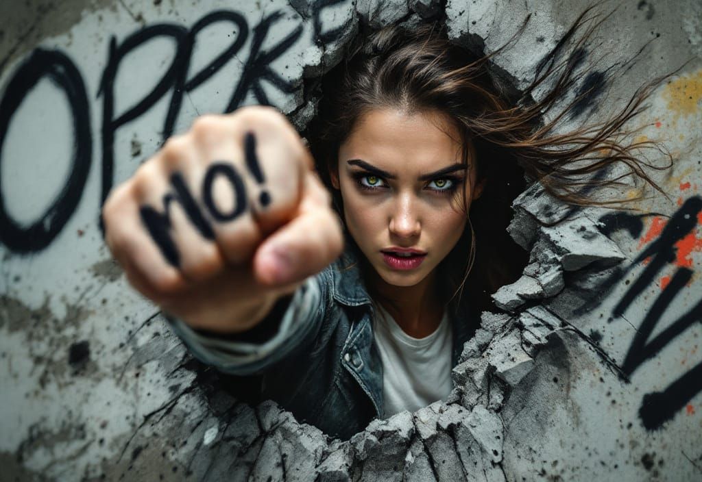 Defiant Woman Breaks Through Wall of Oppression