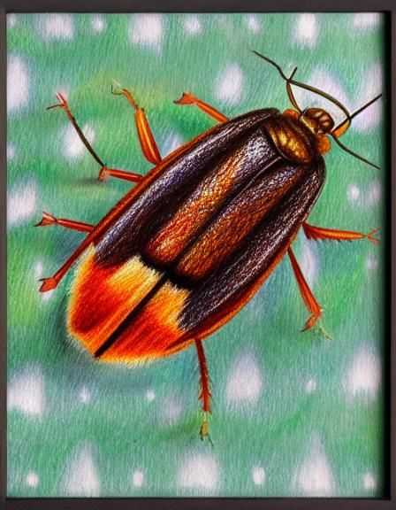 Detailed Wax-Crayon Drawing: Cockroach Meets Library Directo...