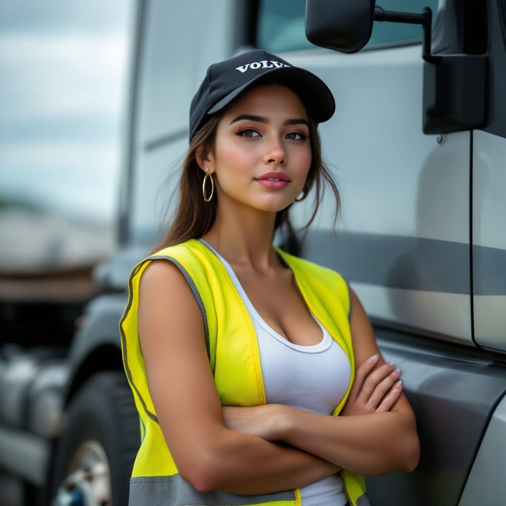 Filipina Truck Driver in Photo-Realistic Style