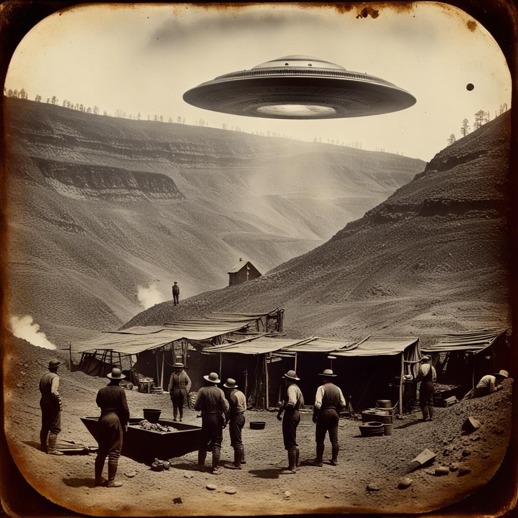 Victorian Miners Encounter UFO: Daguerreotype Photograph
