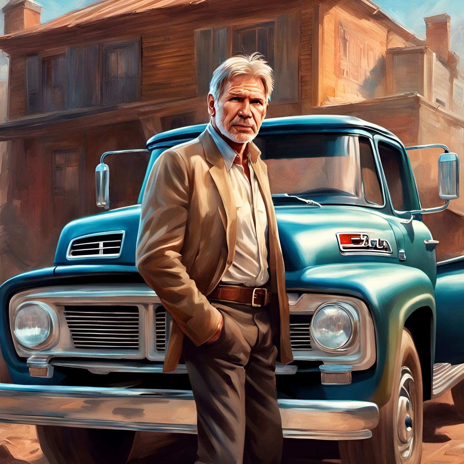 Harrison Ford Portrait with Ford Truck