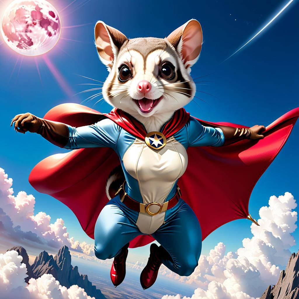 Superheroine sugar glider squirrel