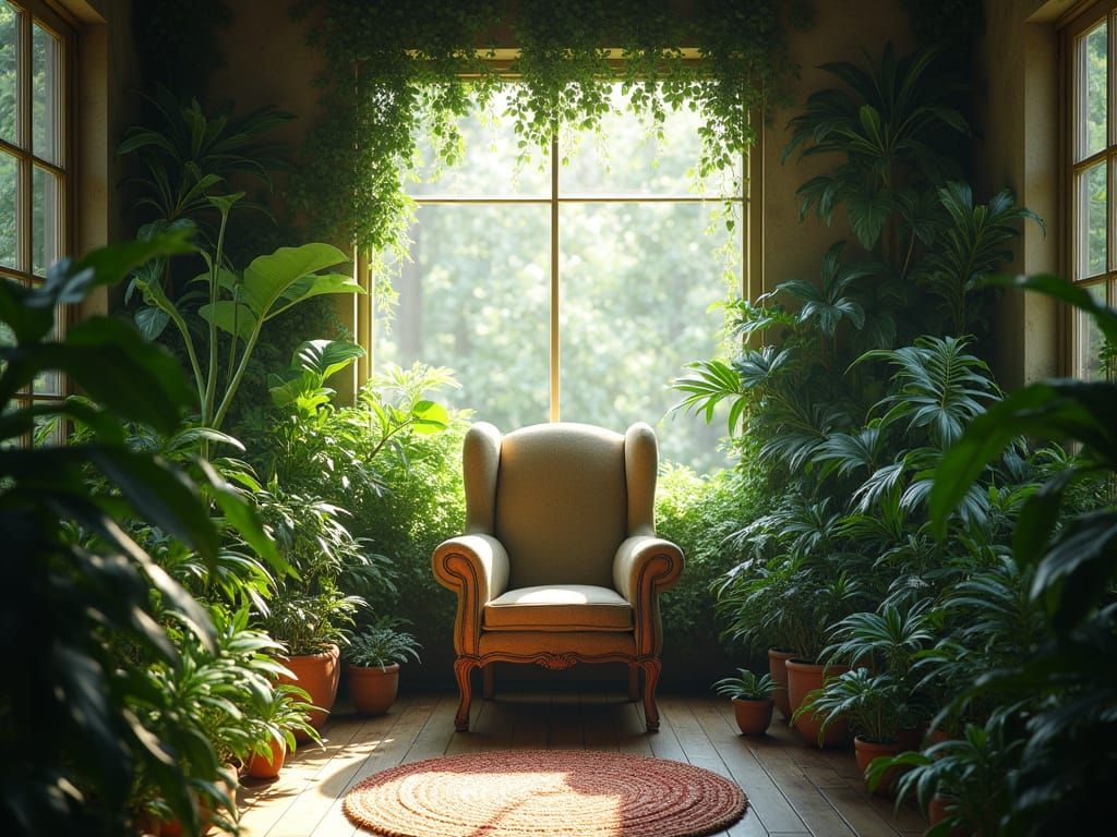 Lush Green Plant Sanctuary With Natural Light
