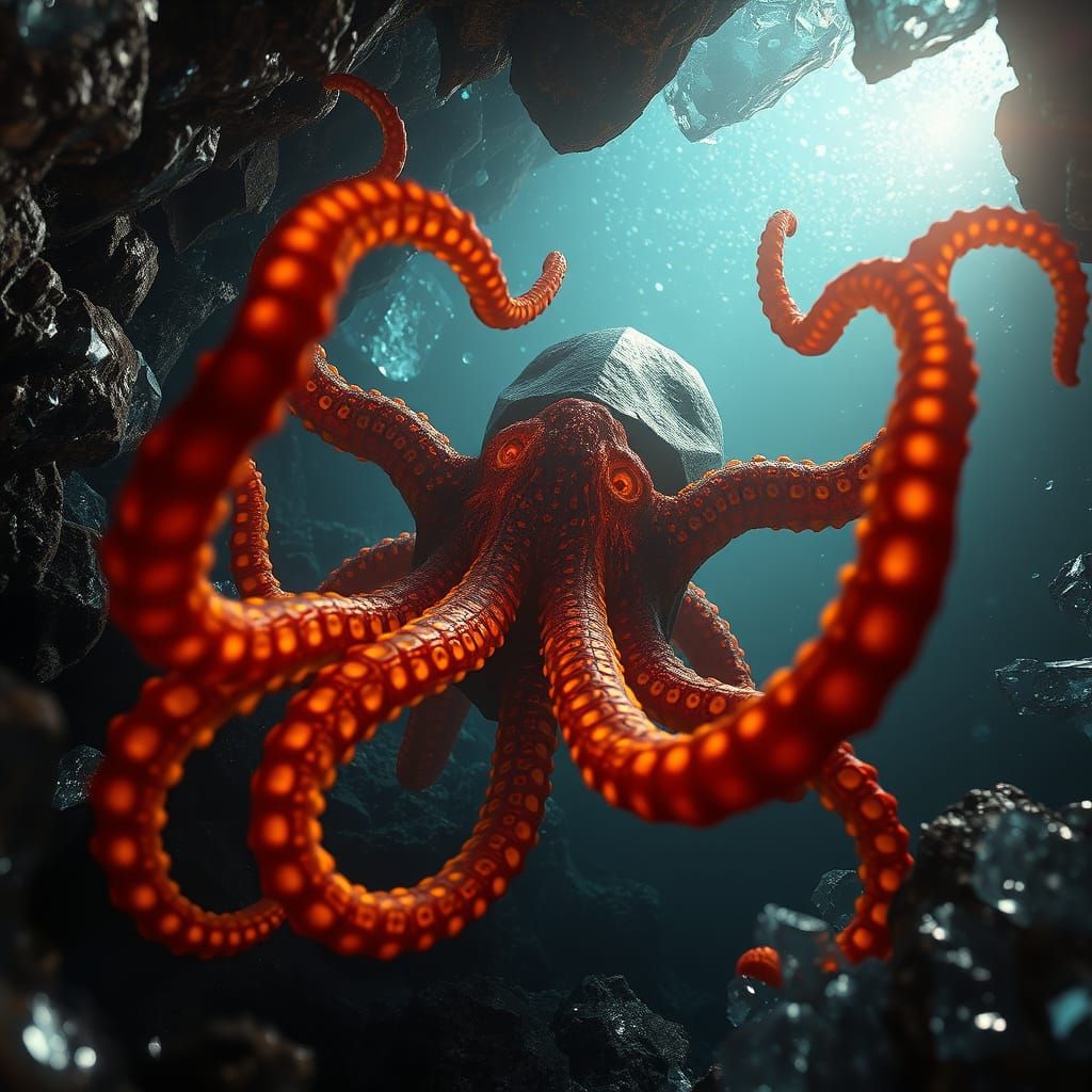 Bioluminescent Kraken Unveiled in Crystalline Depths